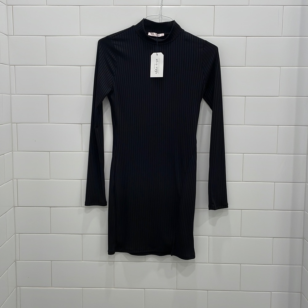 Blue Blush black bodycon turtle neck dress